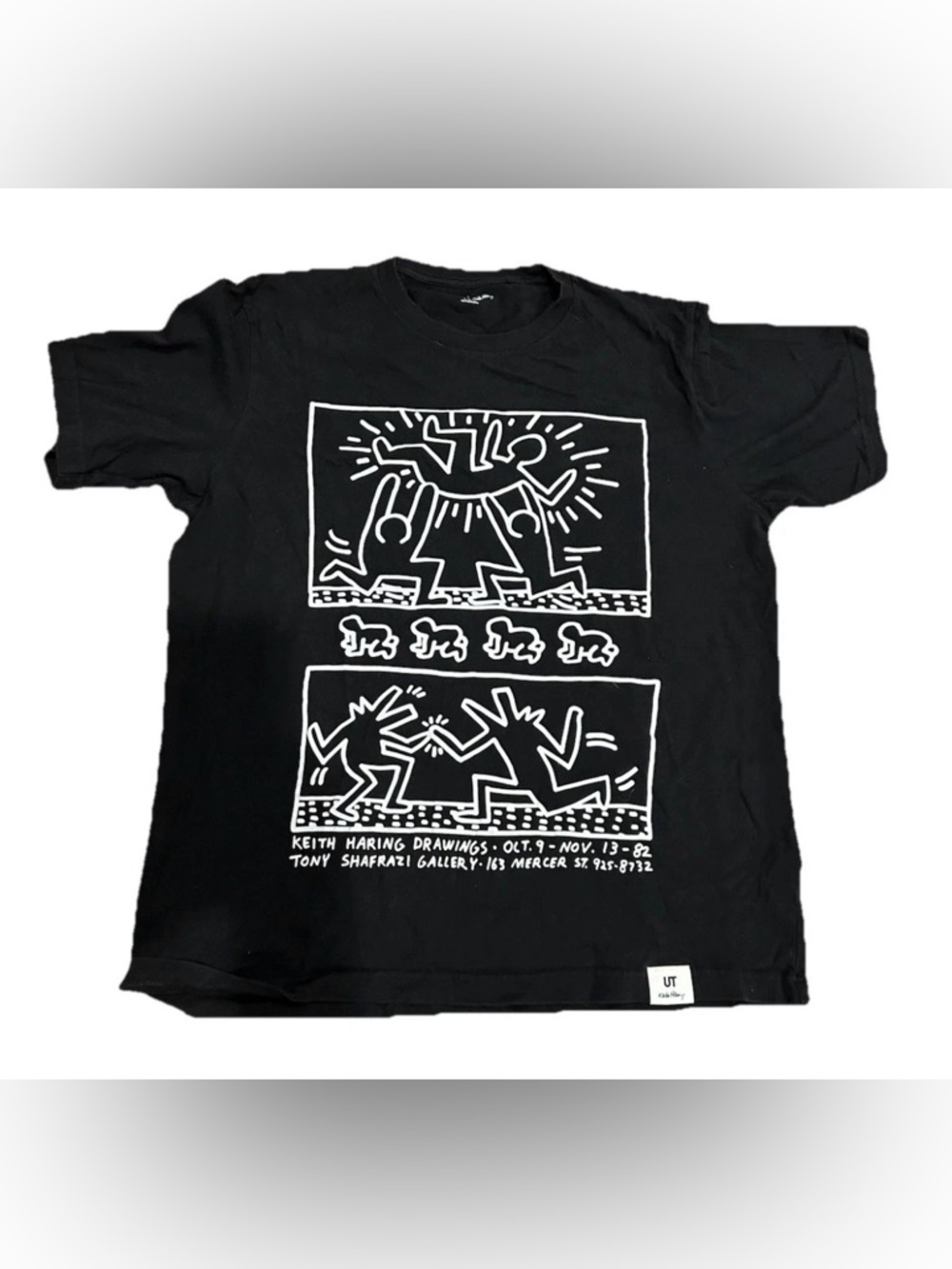 Uniqlo UT Keith Haring T-Shirt Shirt Large Black Graphic Tony Shafrazi Gallery